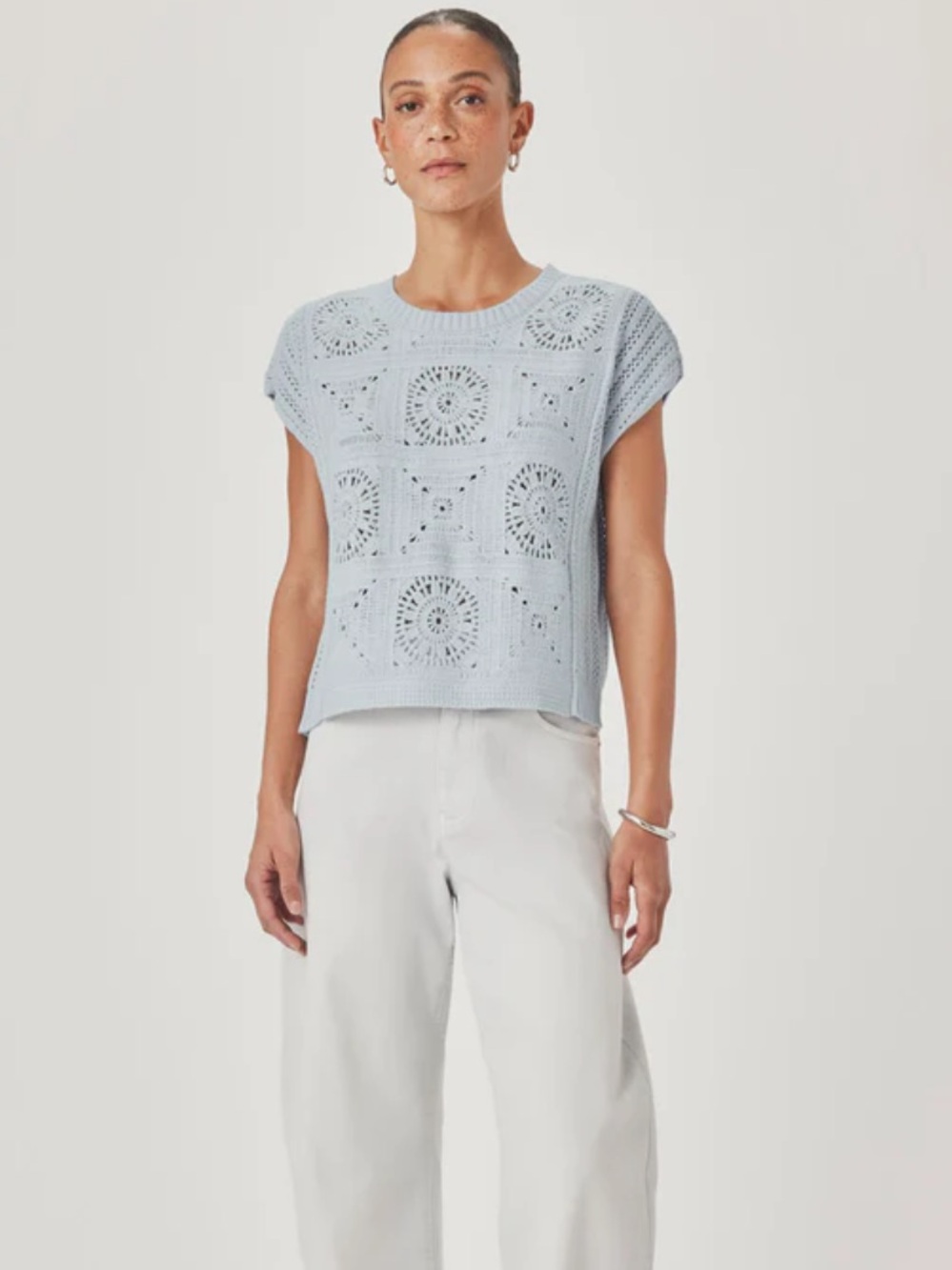 Splendid Light Blue Cropped Knit Sweater Vest - Picture 9 of 14